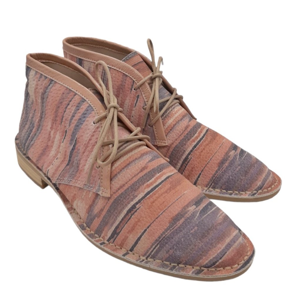 Kelsi Dagger Brooklyn Walworth Brushstroke Leather Lace Up Chukka Boots SZ 8